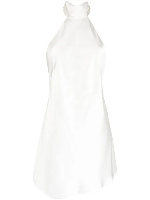 Michelle Mason halterneck silk minidress Neutrals M9376