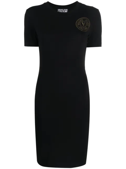 Versace Jeans Couture logo-print stretch-cotton dress Black 76HAOT02CJ03T