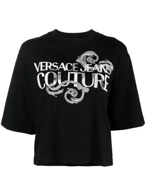 Versace Jeans Couture logo-print cotton T-shirt Black 76HAHG01CJ00G