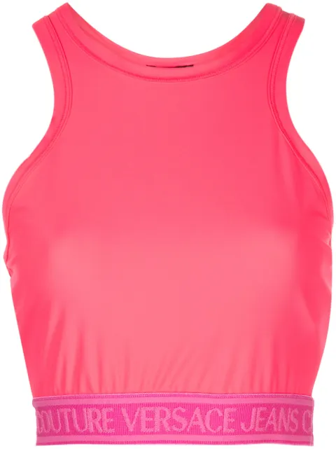 Versace Jeans Couture logo-jacquard jersey crop top Pink 76HAM227J0128