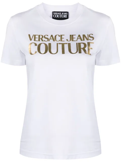 Versace Jeans Couture logo-print cotton T-shirt White 76HAHT04CJ00T