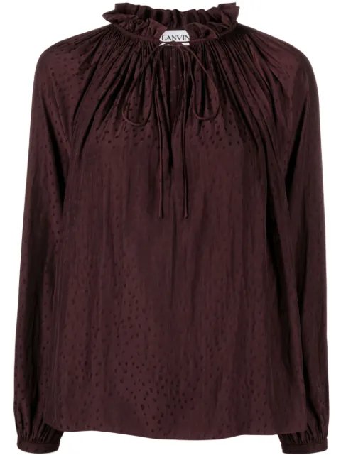 Lanvin ruffle-detailed flared blouse Brown RWTO00145806H23
