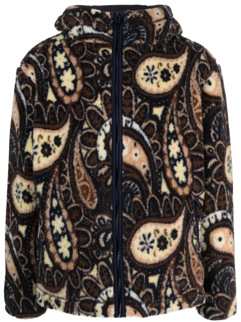 Drôle De Monsieur paisley-print faux-shearling jacket Blue CCT112PC003