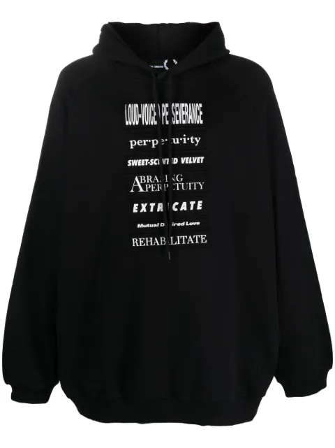 Raf Simons slogan-patches cotton hoodie Black SM6512