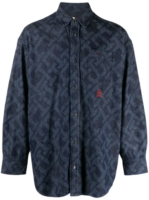 Tommy Hilfiger monogram-jacquard denim shirt Blue MW0MW33437