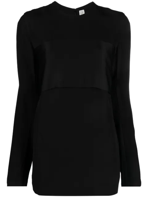 TOTEME crepe-texture long-sleeved top Black 241WRT1003FB0020001