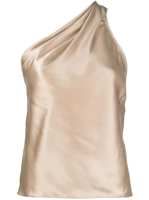 Michelle Mason asymmetric halterneck silk top Gold M2946