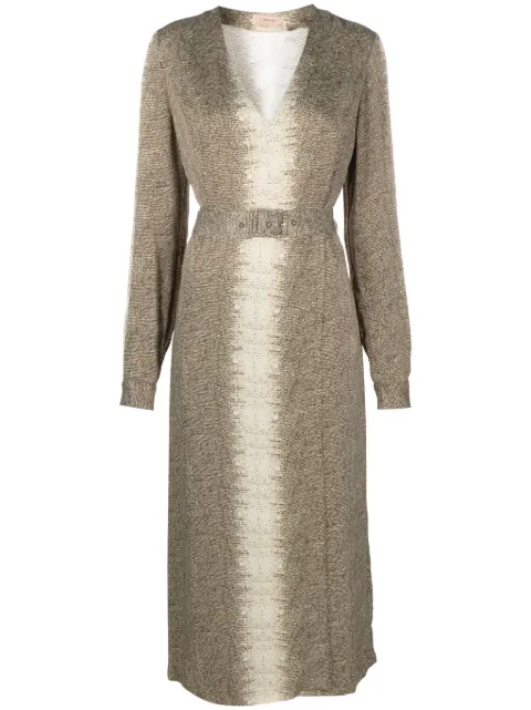 TWINSET lizard-print belted midi dress Neutrals 232TT2310