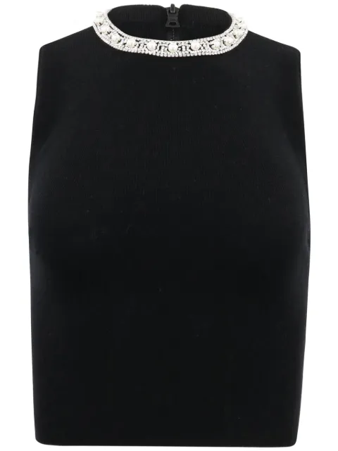alice + olivia Amity pearl-embellished top Black CC310S08726