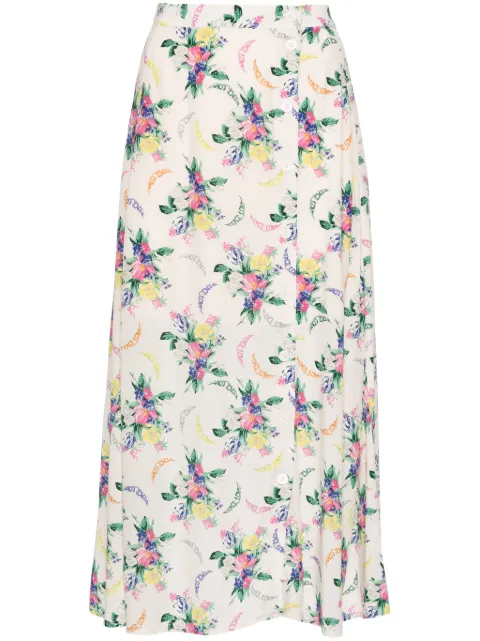 Zadig&Voltaire June floral-print midi skirt Neutrals WWSK00379