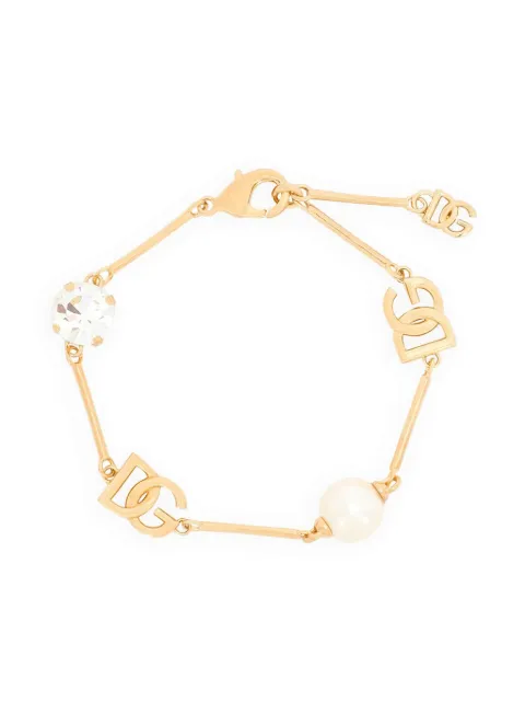 Dolce & Gabbana DG-plaque crystal-embellished bracelet Gold WBQ2X2W1111