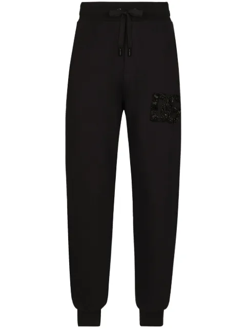 Dolce & Gabbana crystal-embellished cotton track pants Black GV2VHZG7K4P