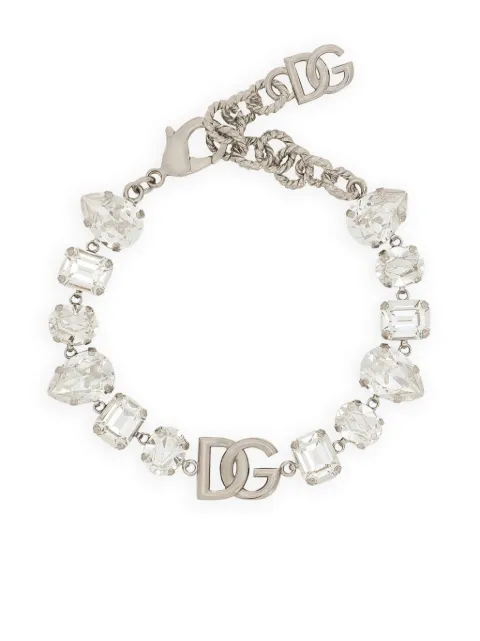 Dolce & Gabbana DG-plaque crystal-embellished bracelet Silver WBQ2X3W1111
