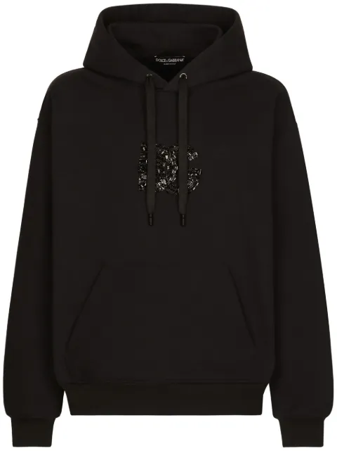 Dolce & Gabbana rhinestone-embellished cotton hoodie Black G9ZU0ZG7K4P