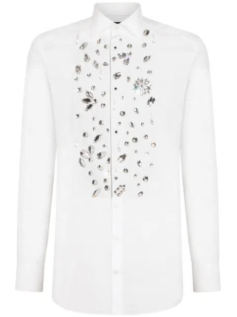 Dolce & Gabbana rhinestone-embellished cotton shirt White G5EN5ZFU5T9