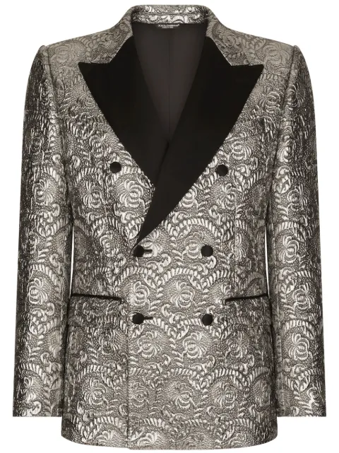 Dolce & Gabbana satin-lapel jacquard blazer Grey G2QU4TFJMZ3