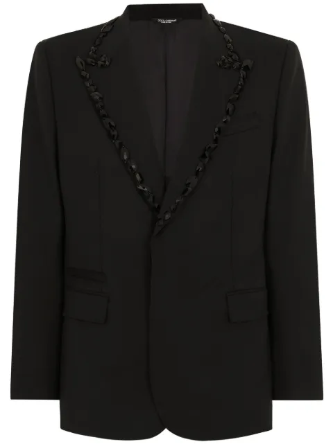 Dolce & Gabbana rhinestone-embellished single-breasted blazer Black G2RQ2ZFUBE7