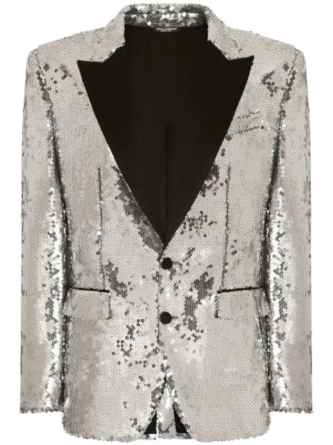 Dolce & Gabbana sequin-embellished tuxedo jacket Grey G2QU6TFLSEP