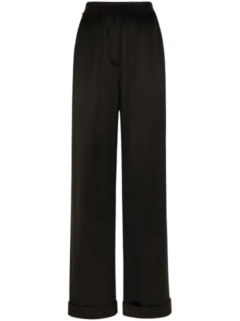 Dolce & Gabbana elasticated-waistband silk trousers Black FTCWXTFU1NG