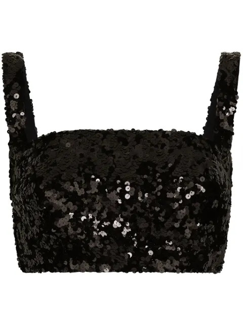 Dolce & Gabbana sequin-embellished cropped top Black F79AATHLMZM