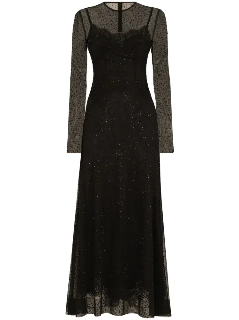 Dolce & Gabbana maxi strass-embellished A-line dress Black F6DEZTFLSIT