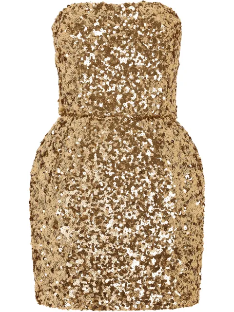 Dolce & Gabbana sequin-embellished strapless dress Gold F6DFCTFLMII