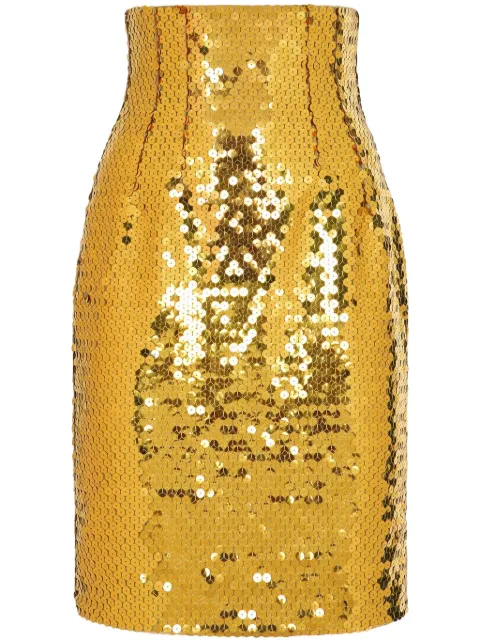 Dolce & Gabbana sequin-embellished high-waisted skirt Yellow F4CRETHLMYD