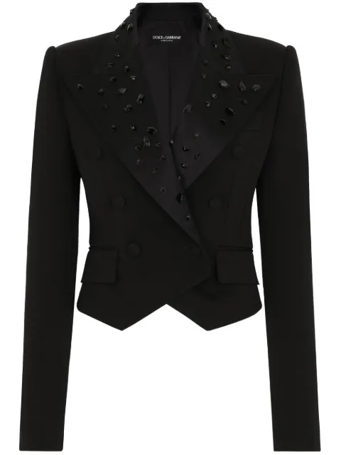 Dolce & Gabbana crystal-embellished cropped blazer Black F29XVZGDB5F