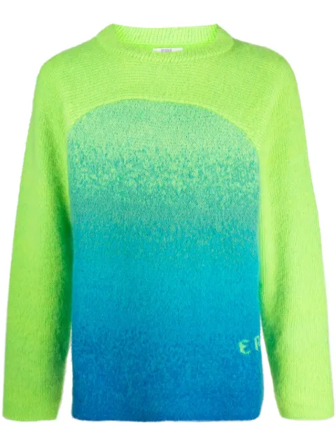 ERL Gradient Rainbow intarsia-logo jumper Green ERL07N001