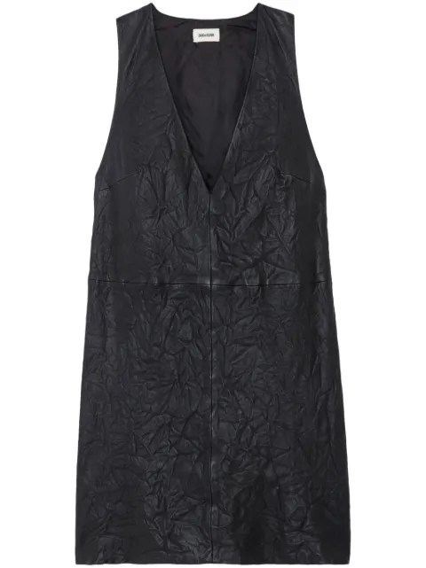 Zadig&Voltaire V-neck leather minidress Black RWDR00029
