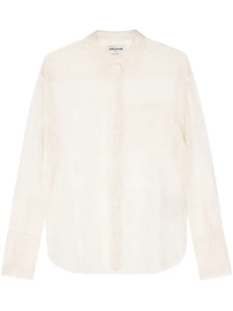 Zadig&Voltaire Tyrone floral-lace mesh shirt Neutrals WWSH00570