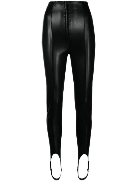 Philosophy Di Lorenzo Serafini stirrup-cuffs faux leather leggings Black A03107140