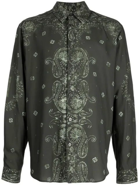 Holzweiler paisley-print long-sleeve shirt Green 17158