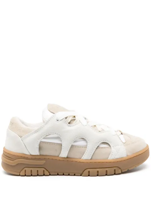 SANTHA Curb panelled leather sneakers Neutrals 10SA01100102725