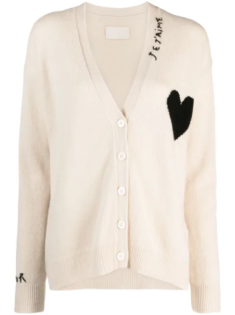 Zadig&Voltaire Mirka heart-embroidered cashmere cardigan Neutrals KWCA00567