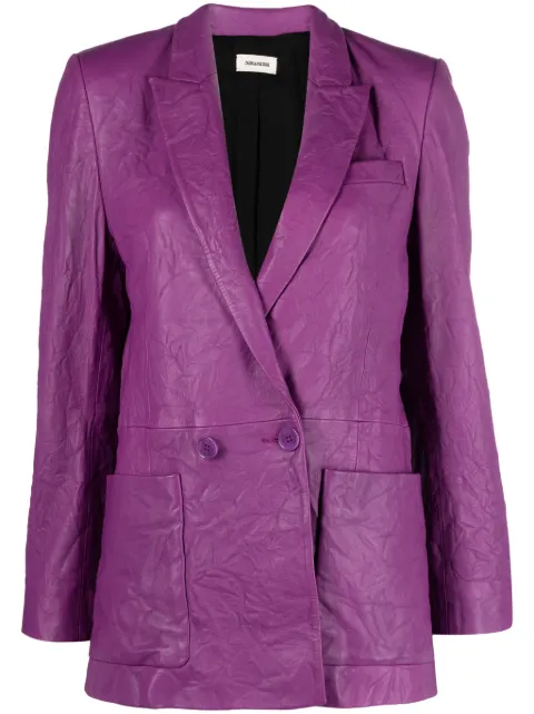 Zadig&Voltaire Visco crinkled leather blazer Purple RWBL00003