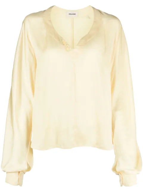 Zadig&Voltaire Tonastir satin-finish blouse Yellow WWSH00556