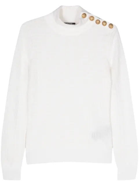 Balmain PB-monogram ribbbed jumper White BF1KF012KE69