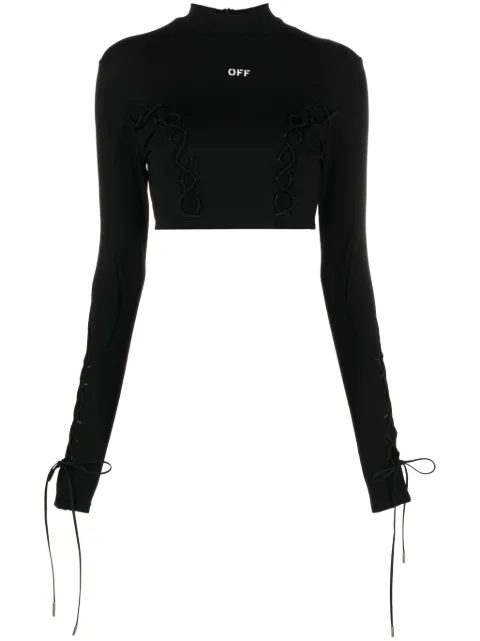 Off-White lace-up logo crop top Black OWVB031F23JER0011001