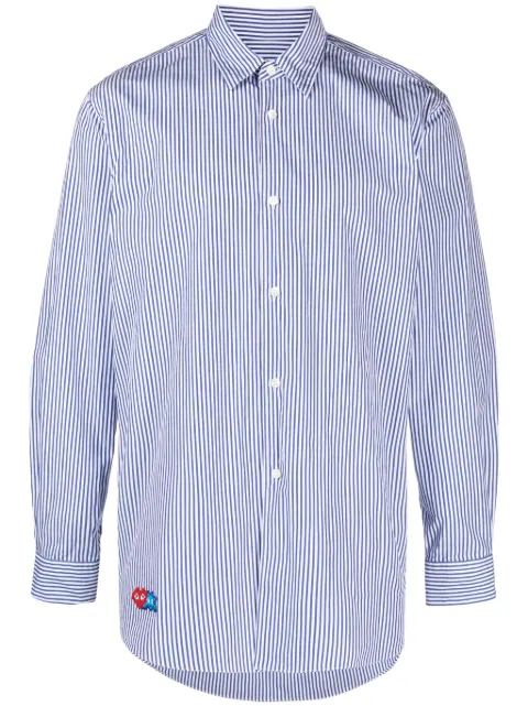 Comme Des Garçons Play x Invader Pixel-patch striped cotton shirt White P1B026