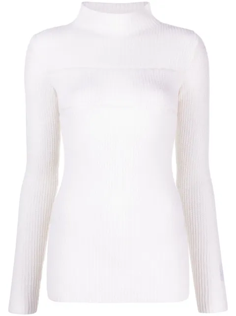 MSGM mock-neck knitted top White 3542MDM199237970