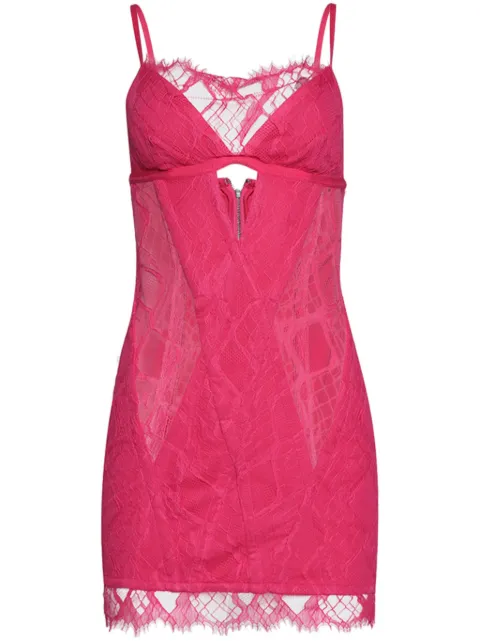 Dion Lee lace-overlay cut-out minidress Pink A9986F23