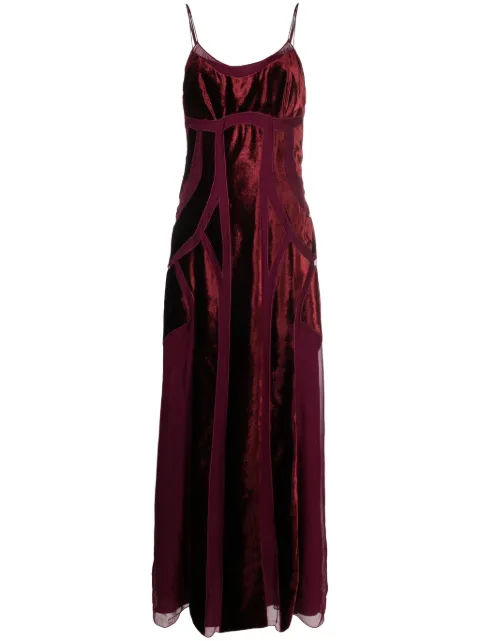 Alberta Ferretti panelled sleeveless velvet gown Purple AEF232M04505139