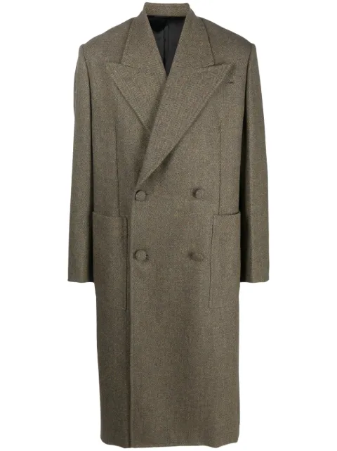 Givenchy Herringbone double-breasted wool coat Green BMC07G14XJ333