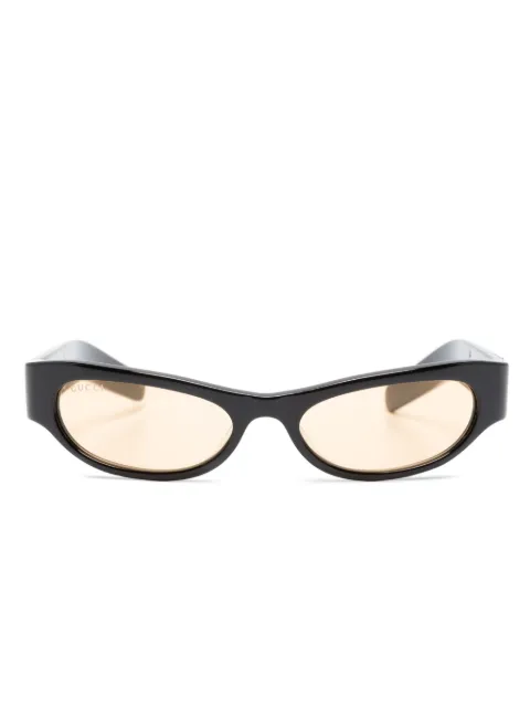 Gucci Eyewear logo-engraved oval-frame sunglasses Black 769798J0740