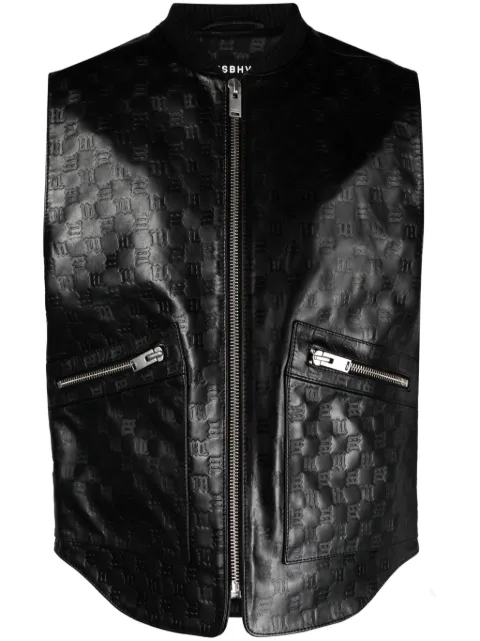 MISBHV monogram-embossed leather vest Black 231M419