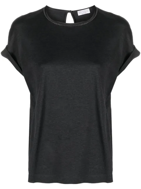 Brunello Cucinelli keyhole-detail cotton T-shirt Grey M0A45DF720CY500