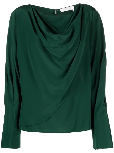 Chloé draped boat-neck silk blouse Green CHC23WHT33004