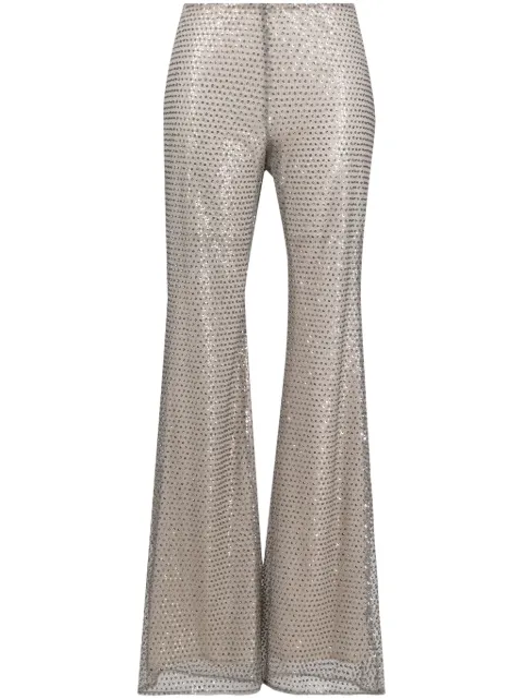 Semicouture mid-rise sequin flared trousers Neutrals S3WQ13
