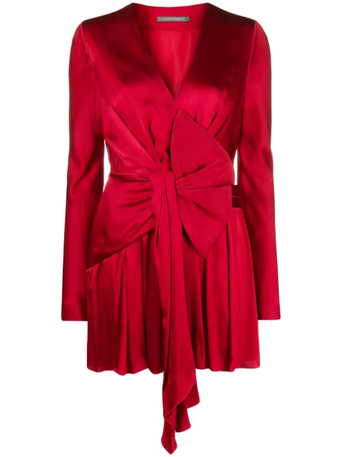 Alberta Ferretti knot-detail satin dress Red A04135119